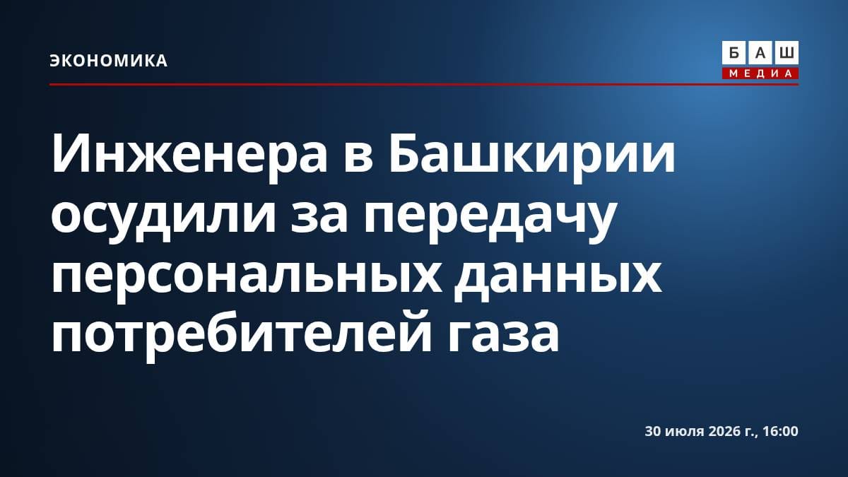 Инженера в Башкирии осудили за передачу персональных данных потребителей газа