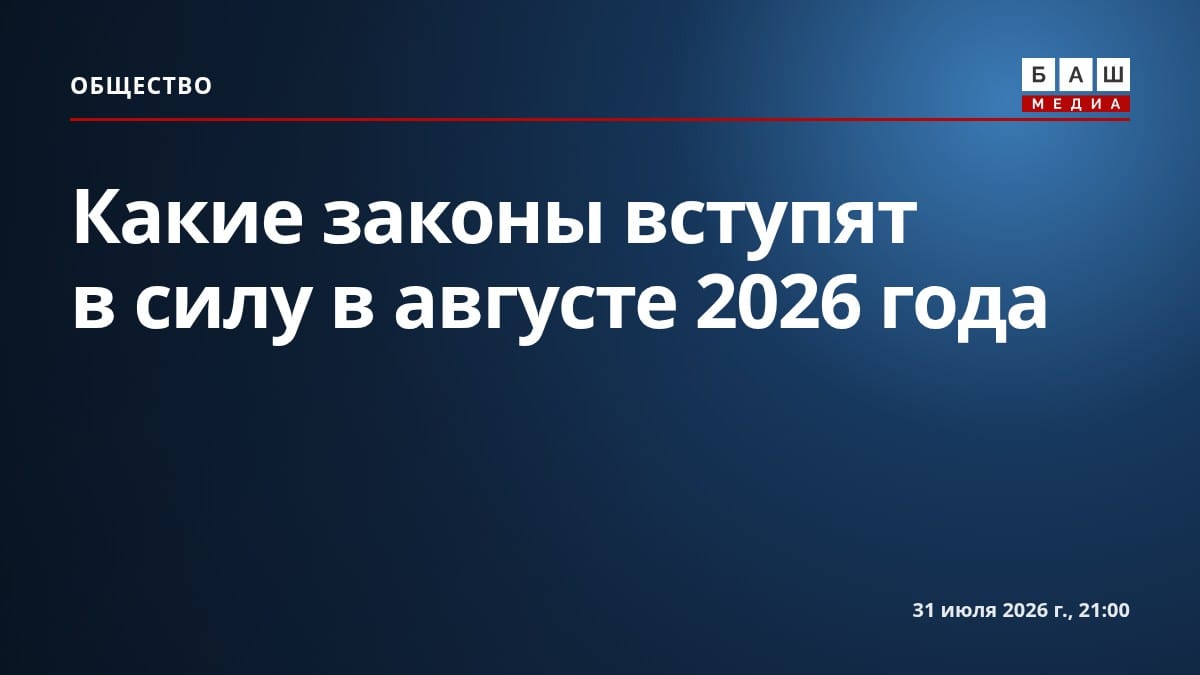 Какие законы вступят в силу в августе 2026 года: основные изменения