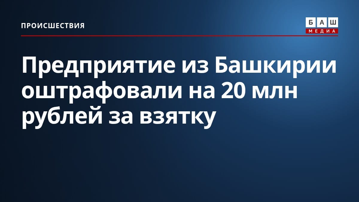 Предприятие из Башкирии оштрафовали на 20 млн рублей за взятку