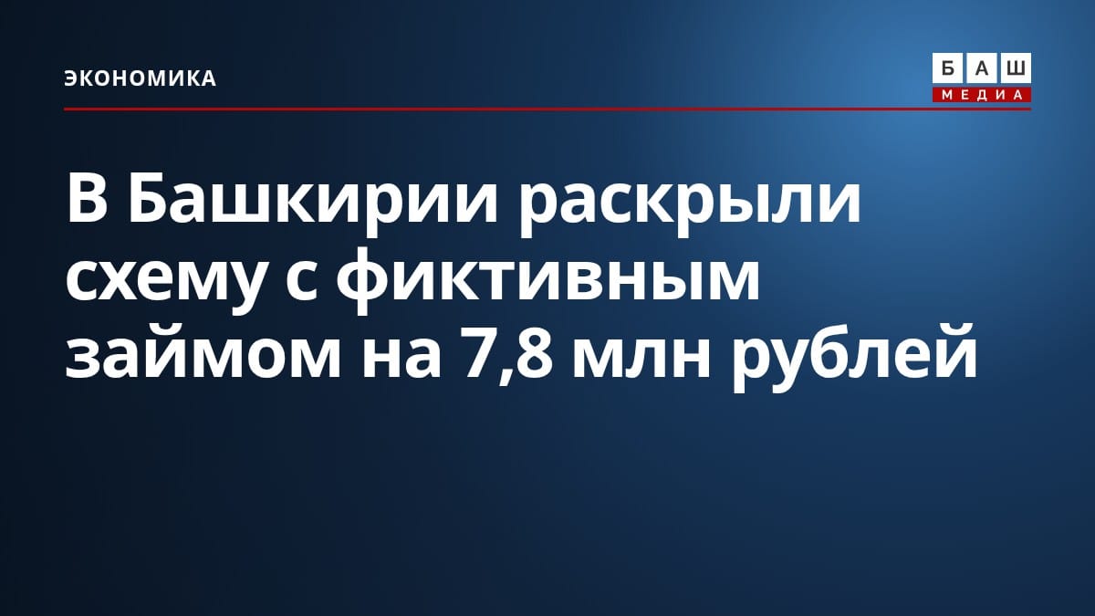 В Башкирии раскрыли схему с фиктивным займом на 7,8 млн рублей