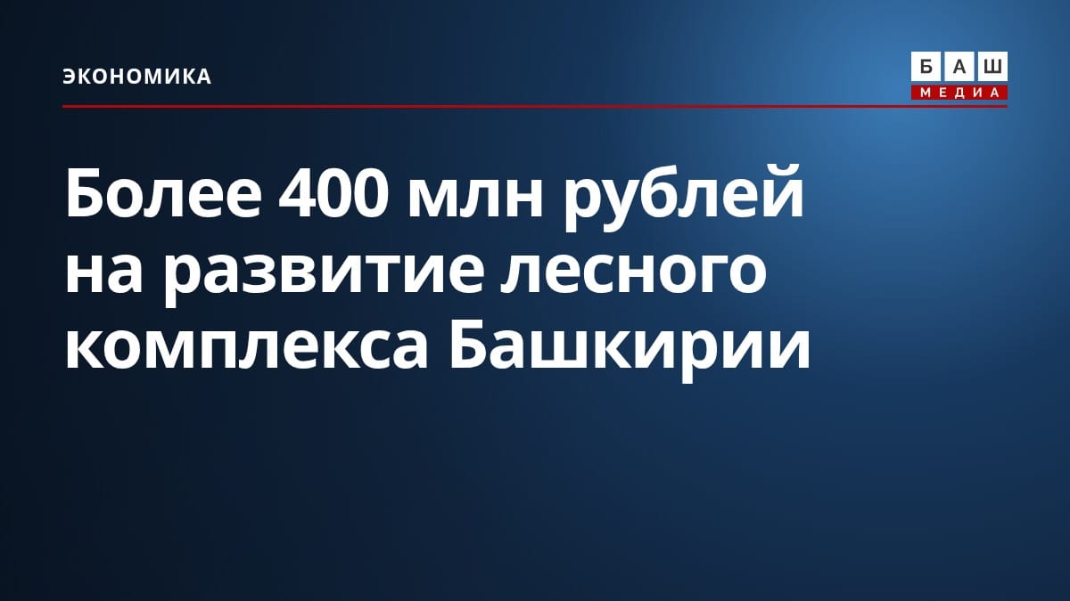 Более 400 млн рублей на развитие лесного комплекса Башкирии