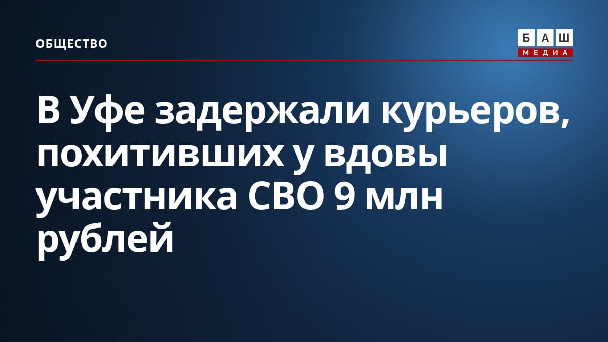 В Уфе задержали курьеров, похитивших у вдовы участника СВО 9 млн рублей