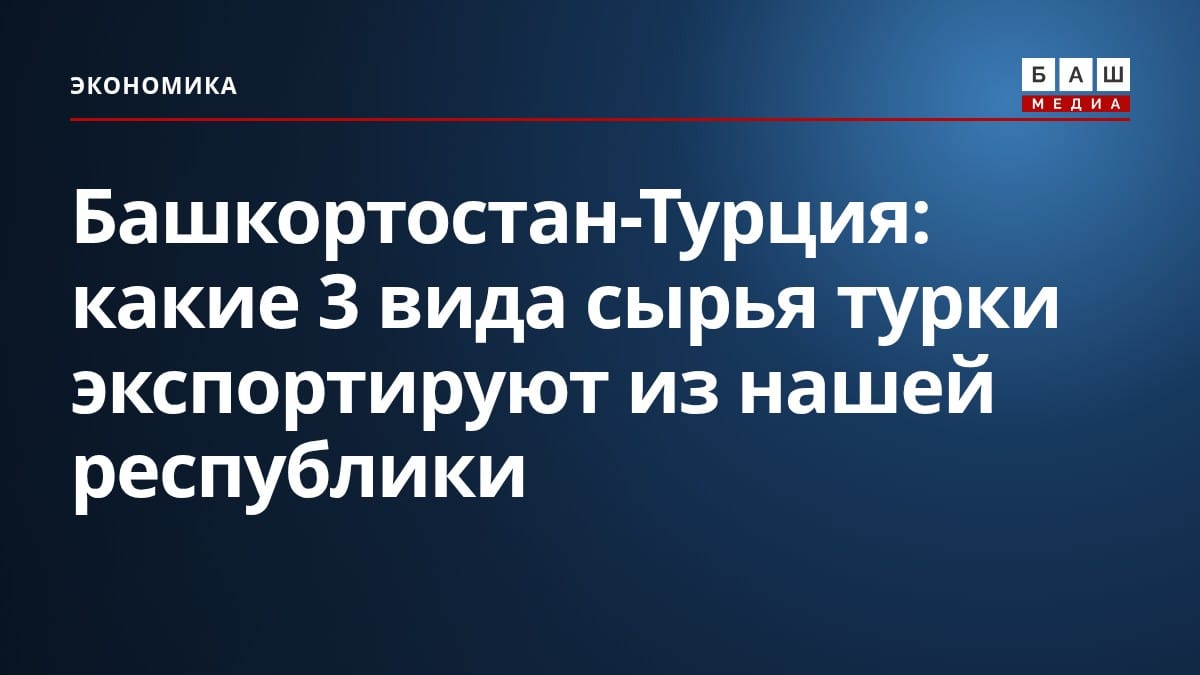 Башкортостан-Турция: какие 3 вида сырья турки экспортируют из нашей республики