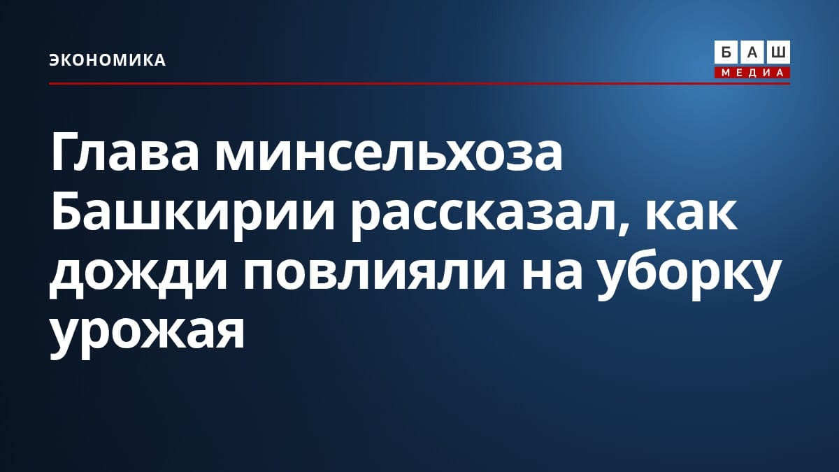 Глава минсельхоза Башкирии рассказал, как дожди повлияли на уборку урожая