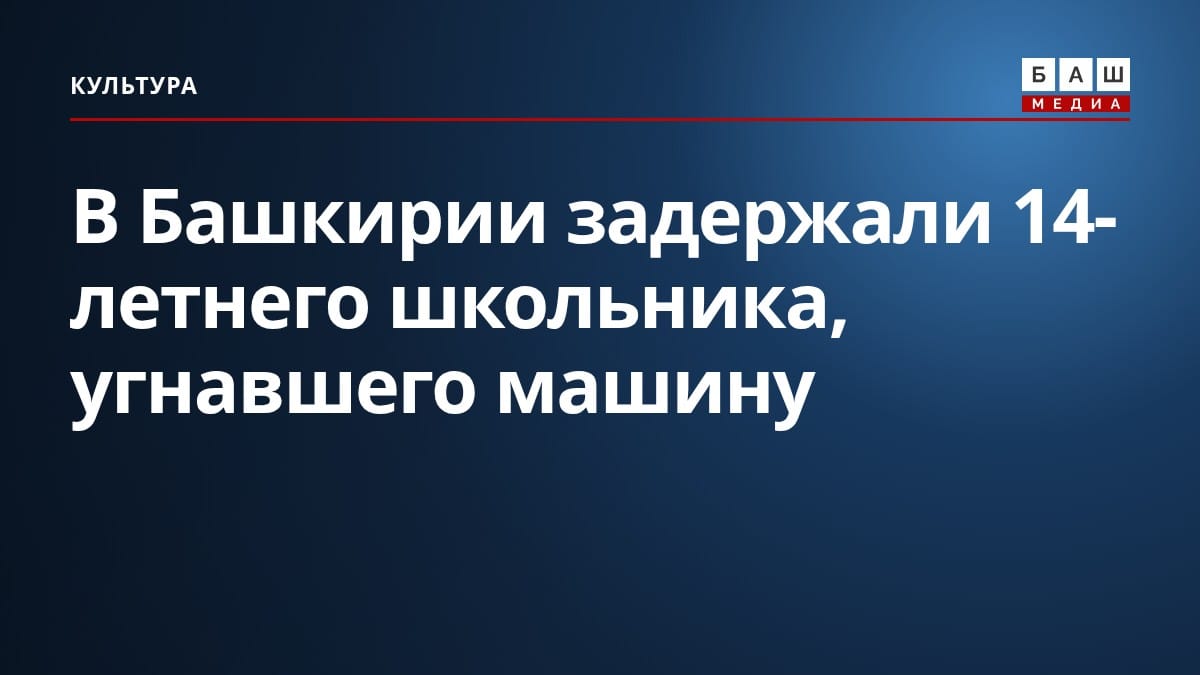 В Башкирии задержали 14-летнего школьника, угнавшего машину