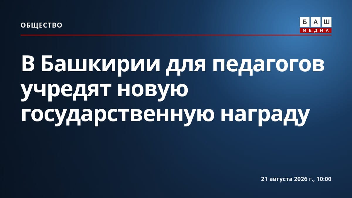 В Башкирии для педагогов учредят новую государственную награду