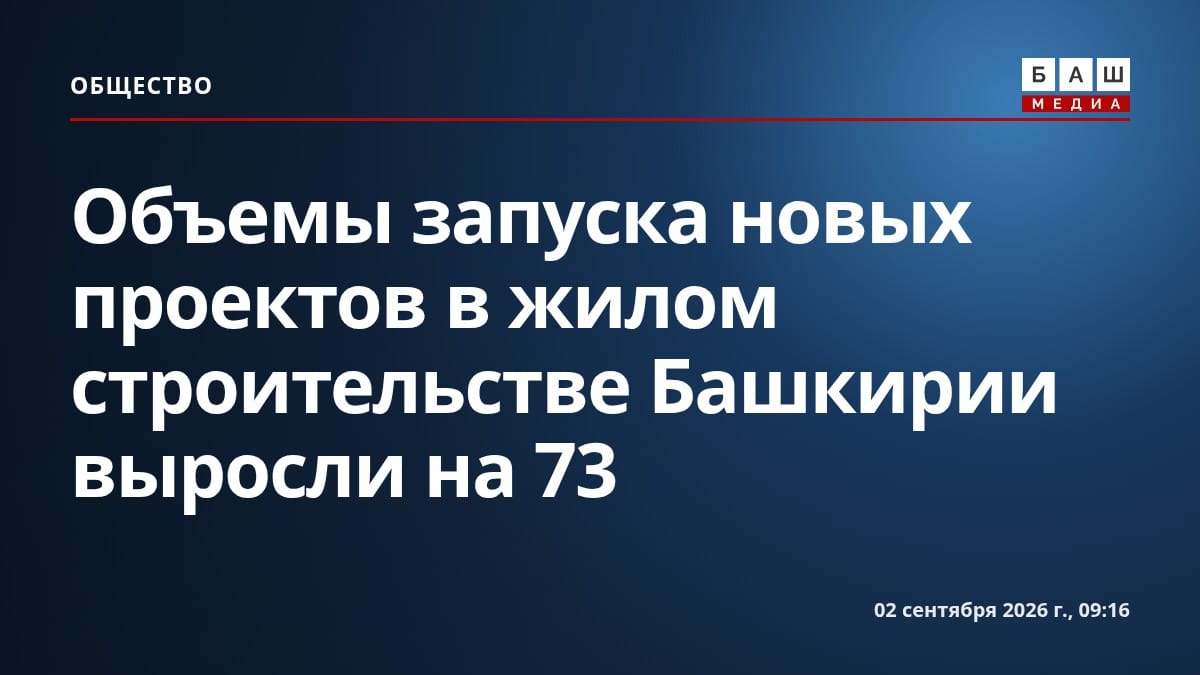 Объемы запуска новых проектов в жилом строительстве Башкирии выросли на 73