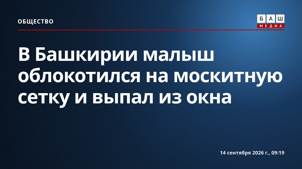 В Башкирии малыш облокотился на москитную сетку и выпал из окна