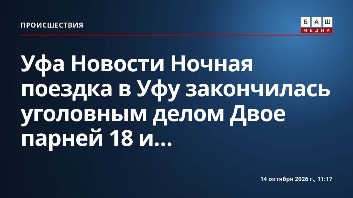 Уфа Новости Ночная поездка в Уфу закончилась уголовным делом Двое парней 18 и...