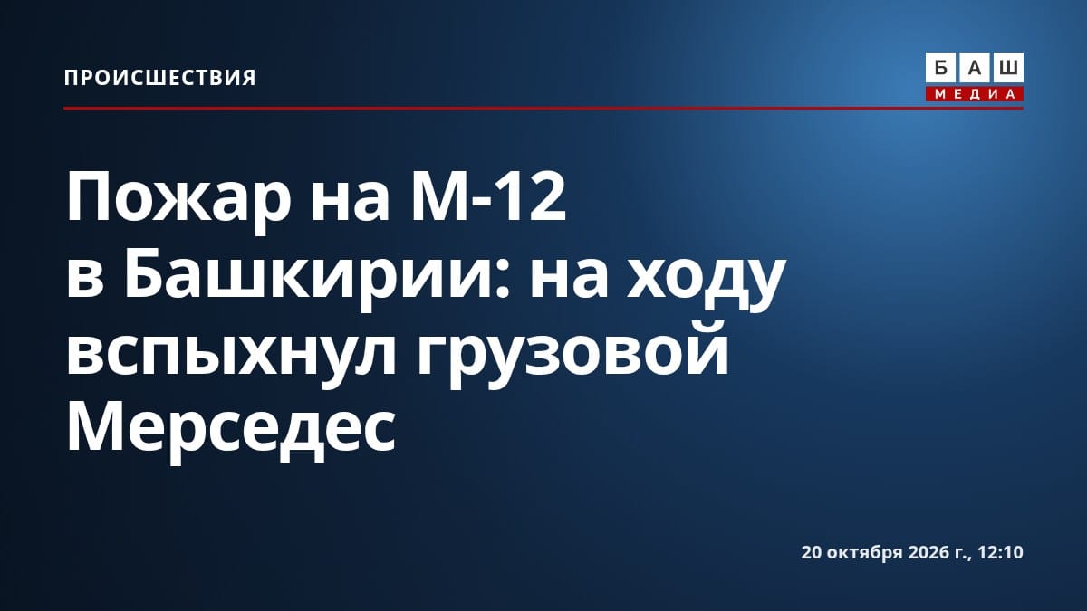 Пожар на М-12 в Башкирии: на ходу вспыхнул грузовой Мерседес