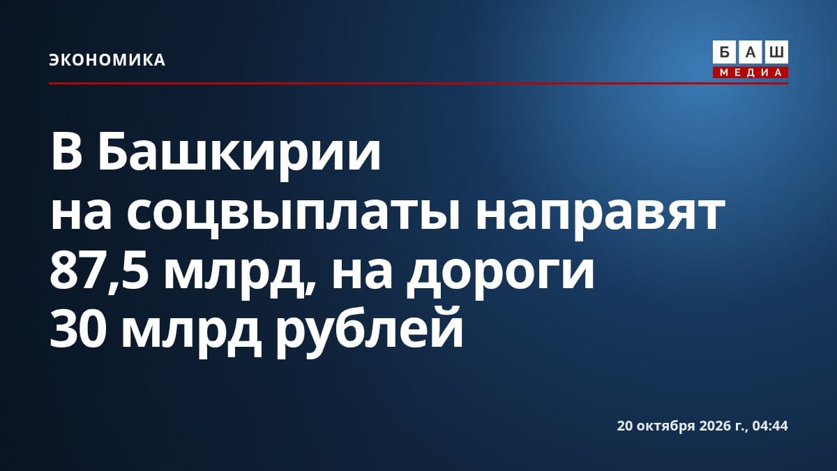 В Башкирии на соцвыплаты направят 87,5 млрд, на дороги 30 млрд рублей