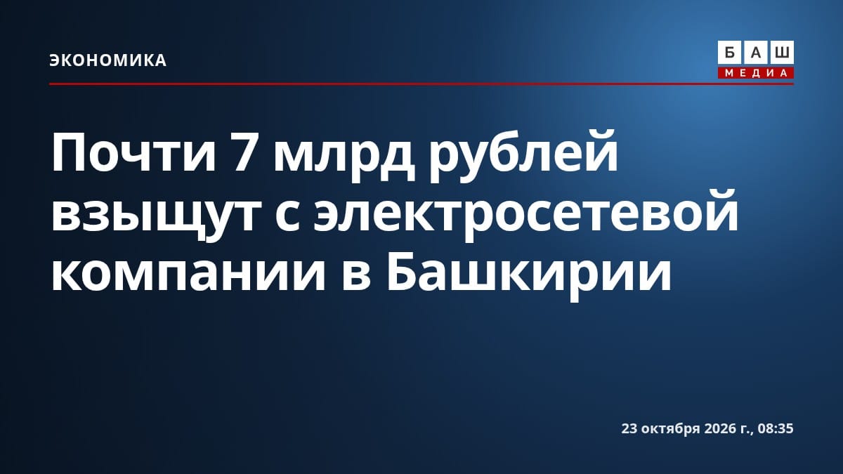 Почти 7 млрд рублей взыщут с электросетевой компании в Башкирии