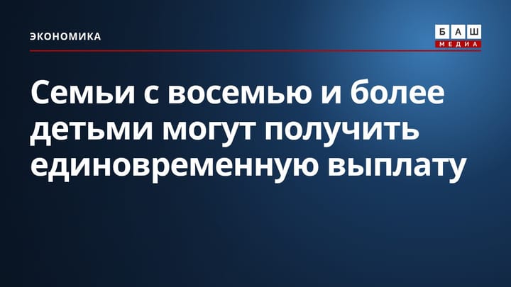 Семьи с восемью и более детьми могут получить единовременную выплату