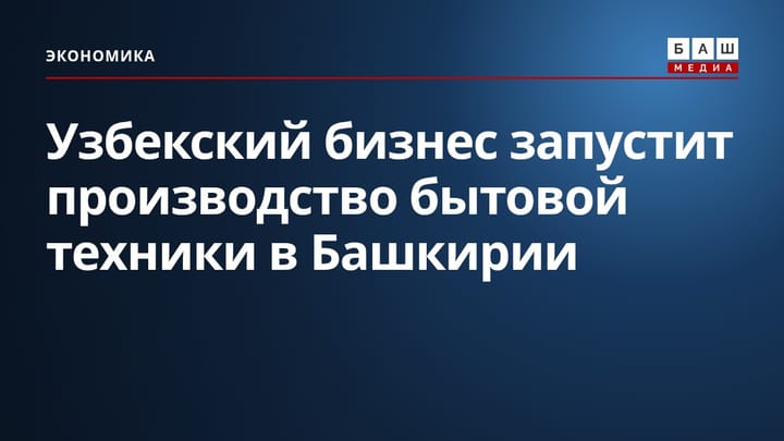 Узбекский бизнес запустит производство бытовой техники в Башкирии