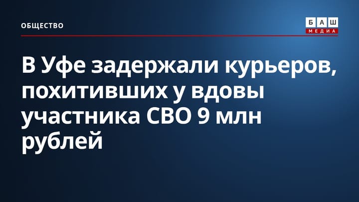 В Уфе задержали курьеров, похитивших у вдовы участника СВО 9 млн рублей