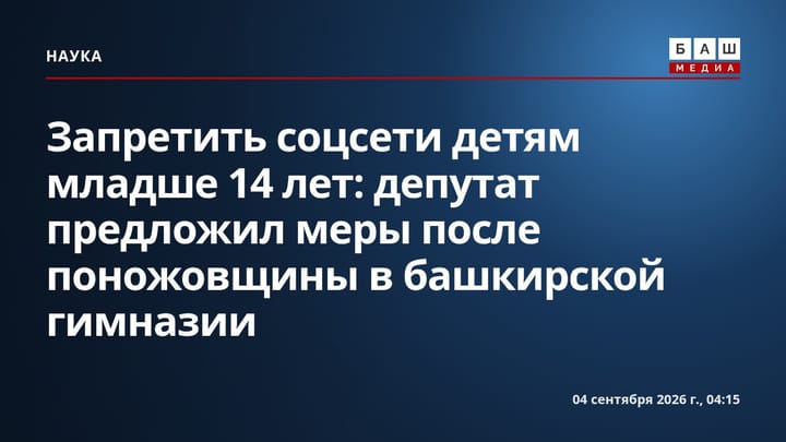 Запретить соцсети детям младше 14 лет: депутат предложил меры после поножовщины в башкирской гимназии