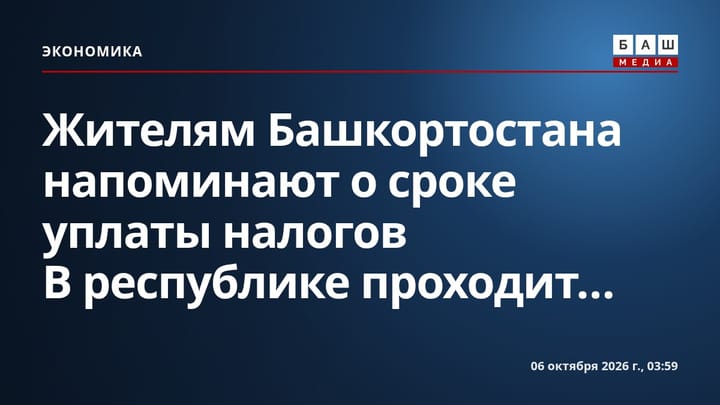 Жителям Башкортостана напоминают о сроке уплаты налогов В республике проходит...